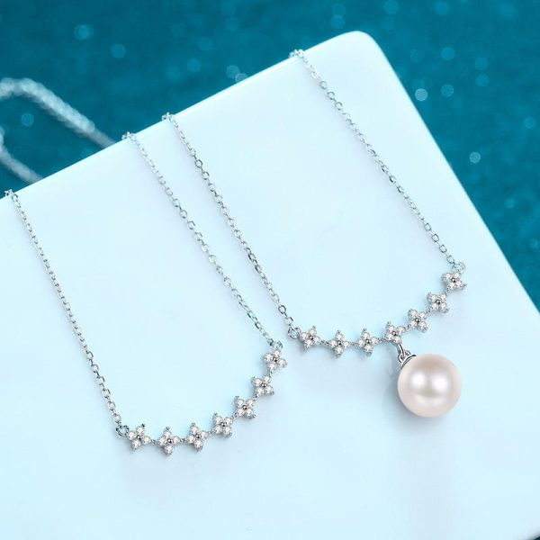 AZ474-X S925 Pure Silver Pearl Necklace Pendant Collarbone Chain Accessory - Image 4