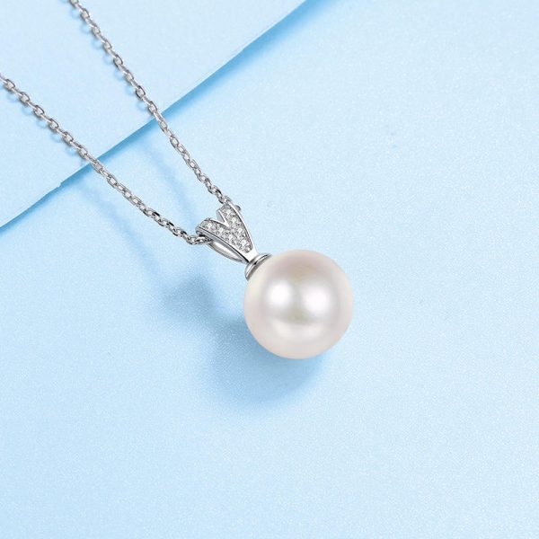 AZ518-X S925 Sterling Silver Collarbone Chain for Women 10mm Flawless Freshwater Pearl Moissanite Necklace for Women - Image 3