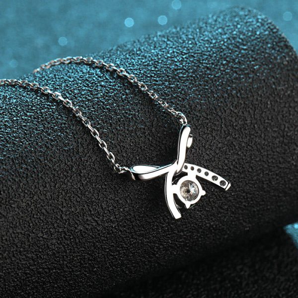 AZ057-X Store Moissanite Plata Sterling 925 Silver Four-clawed Bow Moissanite Pendant Necklace For Women Jewelry Gift - Image 3