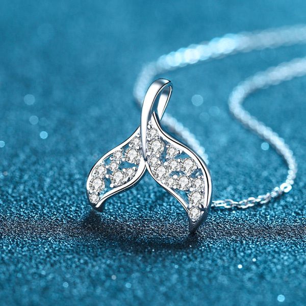 AZ551-X Nabest Elegant Women 925 Sterling Silver VVS Moissanite Necklaces Promise Bride Fish Tail Mermaid Pendant Chokers Jewelry - Image 4