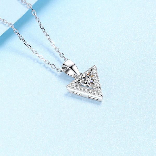 AZ651-X MoisaLuxe Official Store Moissanite Plata Sterling 925 Silver ITriangular Inlaid Moissanite Pendant Necklace For Women Jewelry - Image 3