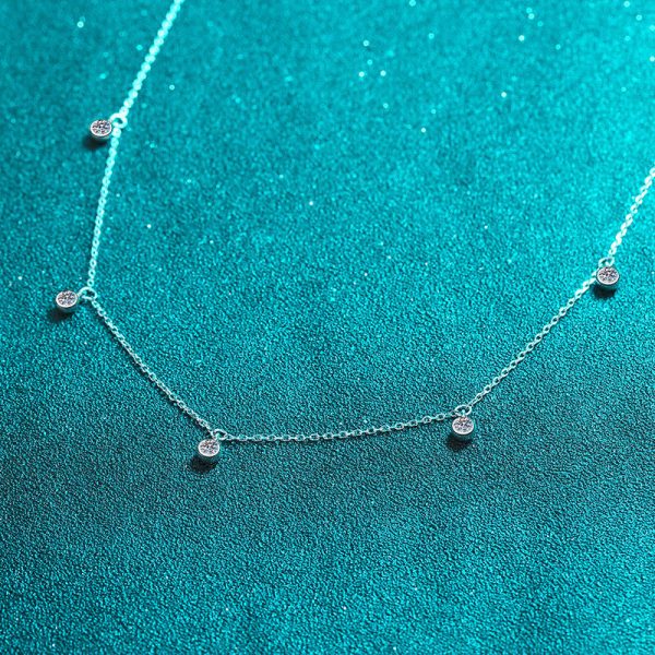 AZ690-X  Moissanite Necklaces for Women 0.5ct Round Lab Diamond GRA s925 Sterling Silver 18k Dainty Daily Necklace Jewelry Gift - Image 4