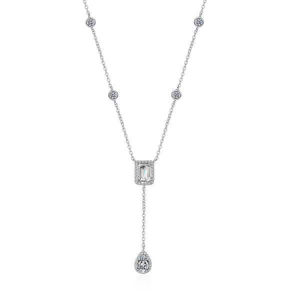AZ389-X New 925 Sterling Silver Women Simulated Diamond Necklace Moissanite Pendant Necklace Wholesale Fine Jewelry Ins Style