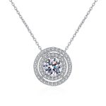 AZ735-X Brilliant Girl 18K White Gold Necklaces Women Birthday Gift 0.5/1/2ct Moissanite Diamond Pendant Wedding Girlfriend Fine Jewelry