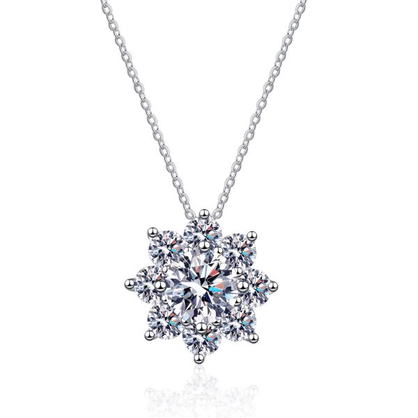 AZ745-X  S925 Sterling Silver New Luxury Full Diamond Sunflower 1-2CT Moissanite Necklace Suitable for Women's Party Jewelry