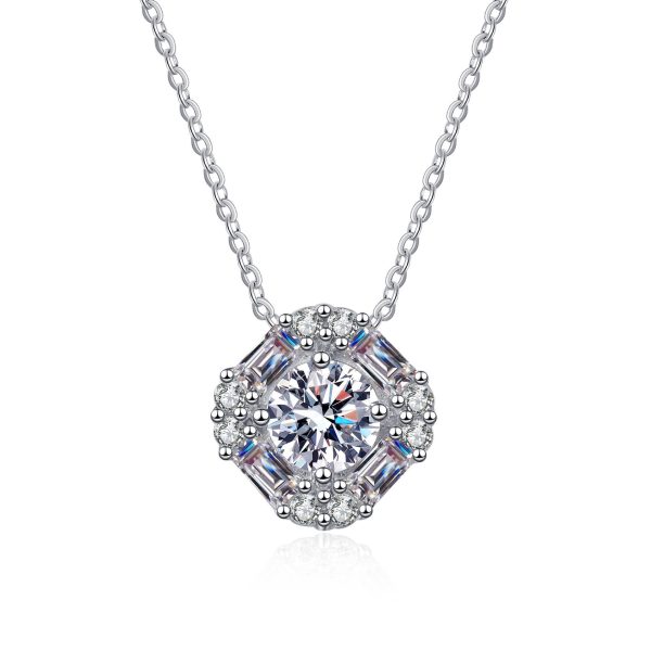 AZ748-X Luxury Square 1.62CT Moissanite Diamond Pendant Collarbone Chain Platinum Pt950 Necklace for Women Fine Jewelry Birthday Gift