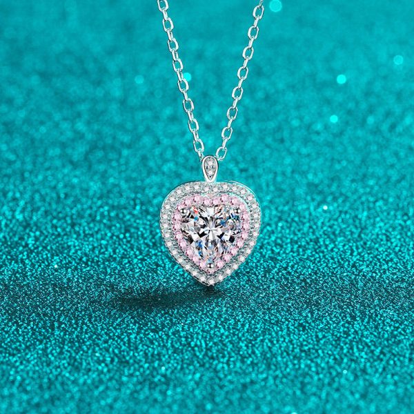 AZ808-X Fashion Trend Luxury Classic Moissanite Diamond-set Fine Heart Necklace Women 925 Silver Party Charms Jewelry Gift - Image 5