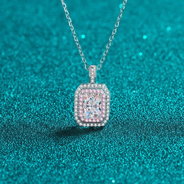 AZ809-X Luxury Platinum Pt950 Necklaces 1 carat Square Sugar Moissanite Diamond Pendant Sweet Temperament for Girlfriend Birthday Gift - Image 5
