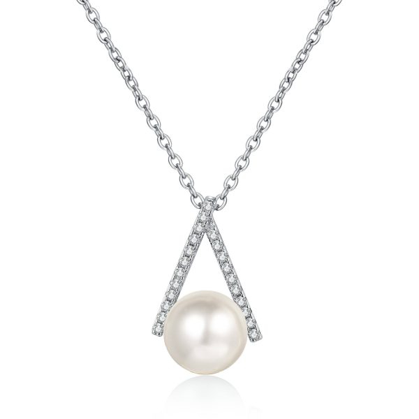 AZ845-X Fashion Luxury Classic Elegant Moissanite Diamond-set Pearl Letter V Necklaces For Women s925 Silver Party Jewelry
