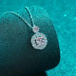 AZ870-X .5CT Moissanite Round Bun Pendant Necklace S925 Sterling Silver Office Chic Minimalist Daily Wear GBA Certified Free Gift Box - Image 3