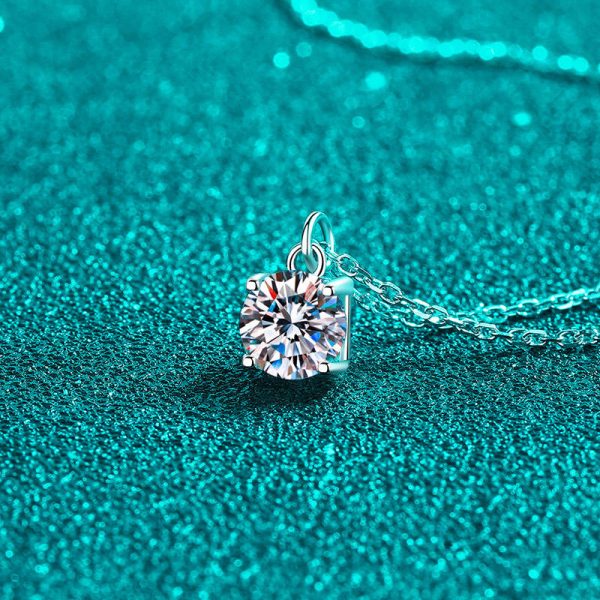AZ875-X Fashion Trend Luxury Classic Moissanite Diamond-set 1ct Simple Necklace Women 925 Silver Party Charms Jewelry Gift - Image 3