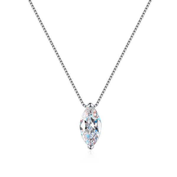 AZ878-X 1CT Marquise Cut Moissanite Necklace for Women Box Chain 5*10mm Stone S925 Sterling Silver Pendant Lab Diamond Jewelry