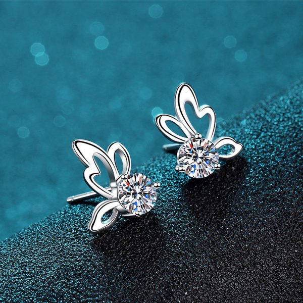 AZ044-E Ribbon Bowknot Tie Moissanite Stud Earrings 925 Sterling Silver 1CT Square Lab Diamond Fine Jewelry For Women Girl Birthday Gift - Image 3