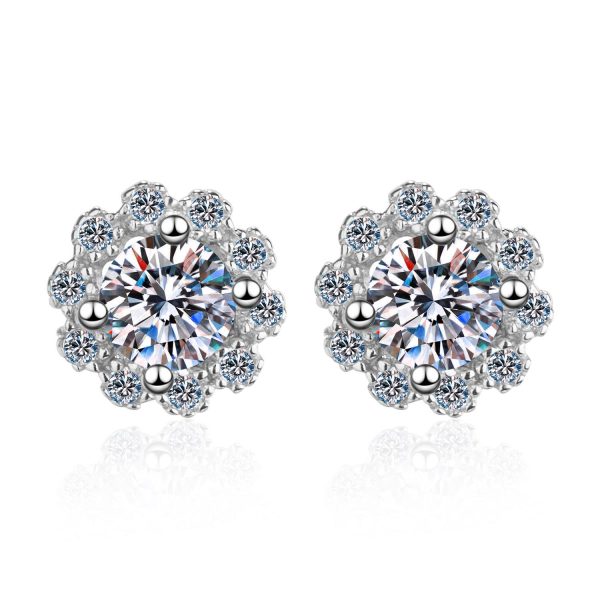 AZ053-E Fine Jewelry Girl 18K White Gold Earplug Stud Earrings for Women Wedding Moissanite Diamond 1ct D Color Daughter Birthday Gift