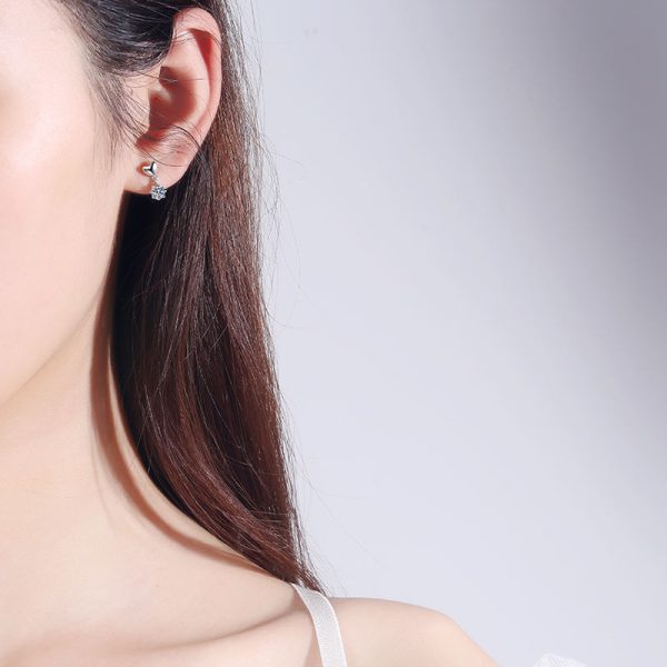AZ137-E Silver 925 D Color  Moissanite Jewel Earrings Female Heart Shaped Earrings As A Gift For Girlfriend And Wife - Image 2