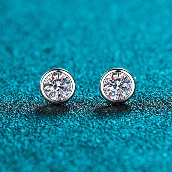 AZ160-E 0.3-1ct 100% Real Moissanite Stud Earrings for Women Bubble Round Sparkling 925 Sterling Silver Earring White Gold Color - Image 4