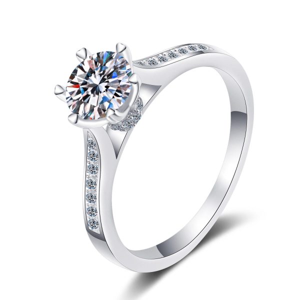 AZ244-J Luxury 18K White Gold Ring for Women Alien Princess Square 1 Carat Four-prong Moissanite Rings Platinum Pt950 Fine Jewelry