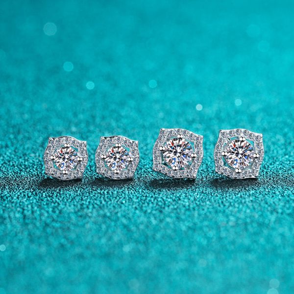 AZ185-E JECIRCON Women Earrings Original 925 Sterling Silver Stud Earrings Korean Style Classic Square Bag 1ct  Moissanite Ear Jewelry - Image 3