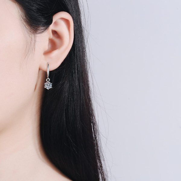 AZ299-E Sterling Silver Lab Diamond Drop Earring Women Round Cut Moissanite Ear Hook Earrings D Color GRA Certificated Jewelry - Image 2