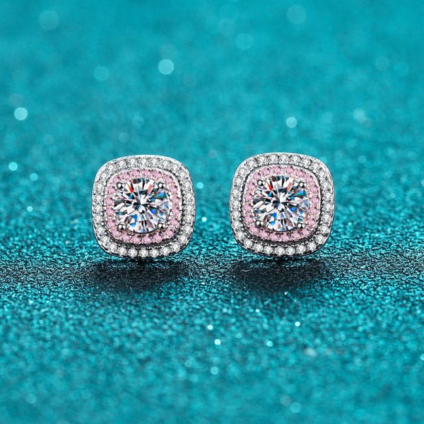 AZ407-E Girlfriend Birthday Gift 18K White Gold Stud Earrings 0.5ct Square Arond Cut Moissanite Diamond Women Wedding Party Fine Jewelry - Image 3