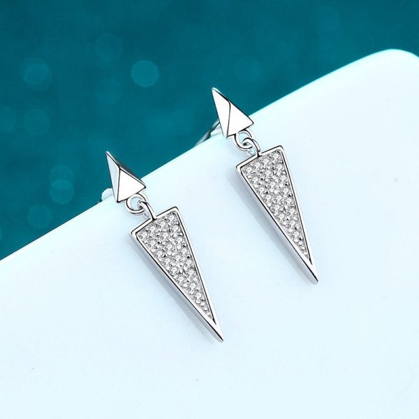 AZ429-E 0.19 ct Moissanite S925 Silver Stud Earrings for Women Plated Pt950 Triangular Full Inlay Lover Gift Ear Studs Jewelry Wholesale - Image 3