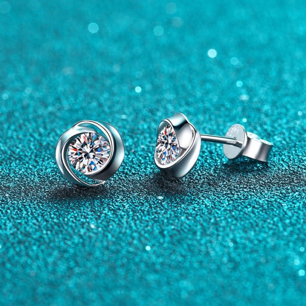 AZ446-E 18K gold women's whirlwind earrings 30 minutes and 50 minutes with moissanite earrings, high-end plated PT950 platinum - Image 3