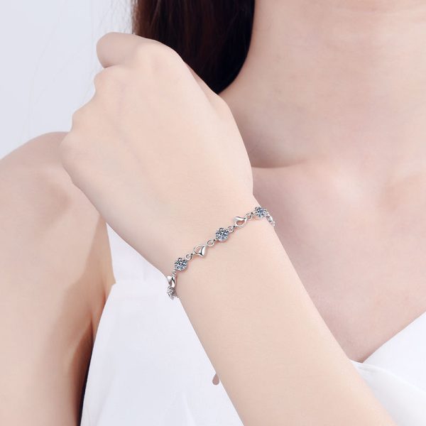 AZ111-S  3.5ct GBA Certified S925 Pure Silver Plated PT950 Gold Heart-to-Heart Moissanite Bracelet Noble Luxury Jewelry for Women Gift - Image 2