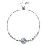 AZ209-S  1 Carat Real Moissanite Bracelet Star Moon Brilliant Charm Bangle 925 Solid Silver Hand Chain Jewelry Pass Diamond Tester