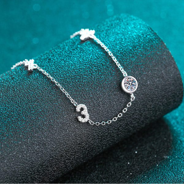 AZ630-S Fashion Fine Luxury Classic 0.5ct Moissanite Letter Number 30 Bracelets For Women s925 Silver Wedding Jewelry Gfit - Image 3