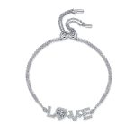 AZ631-S Fashion Luxury Classic 1 Ct Moissanite Double Chain Letter Love Heart Bracelet For Women s925 Silver Party Jewelry