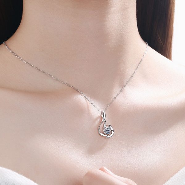 AZ025-X80F MoisaLuxe Official Store Moissanite Plata Sterling 925 Silver Swan Necklace Simulation Drill Pendant Necklace For Women Jewelry - Image 2