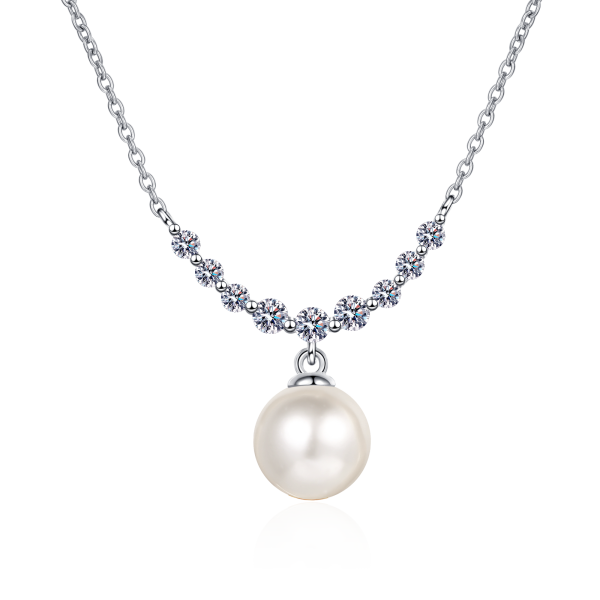AZ519-X The same 925 sterling silver women diamond pearl necklace moissanite engagement simple necklace manufacturers customized