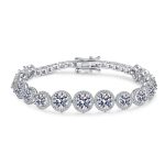 AZ670-S  D Color Moissanite Tennis Bracelet 925 Sterling Silver with White Gold Plated Shiny Bracelets Chian for Women with GRA