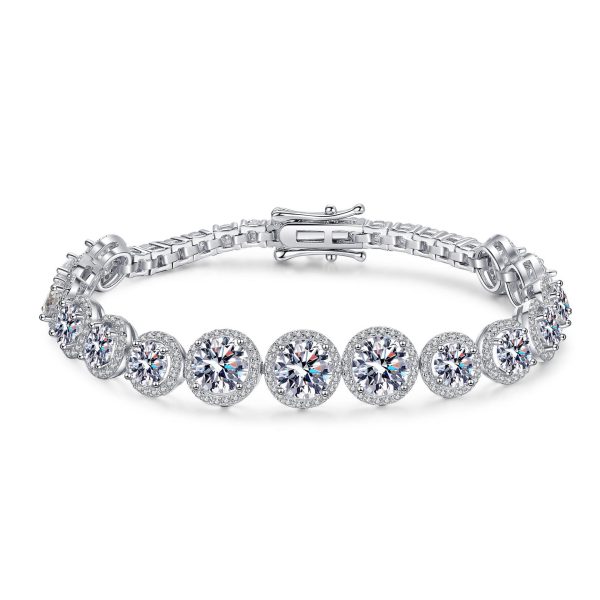 AZ670-S  D Color Moissanite Tennis Bracelet 925 Sterling Silver with White Gold Plated Shiny Bracelets Chian for Women with GRA