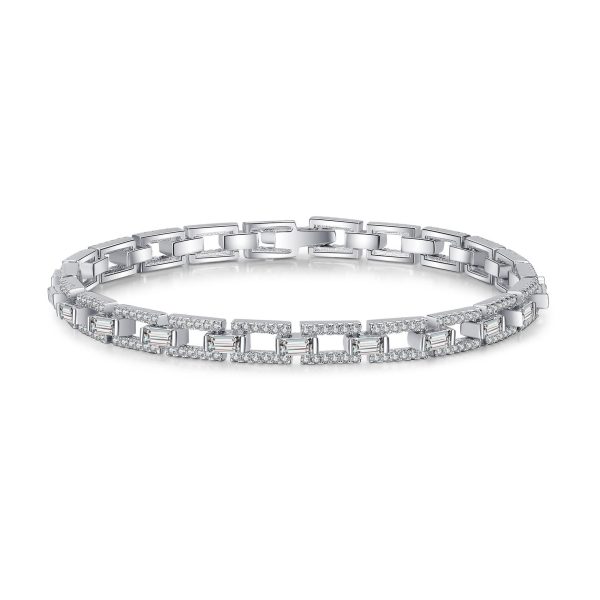 AZ717-S 3.5ct GBA Certified S925 Pure Silver Plated PT950 Gold Cluster Setting Moissanite Bracelet Luxury Premium Women Free Gift Box