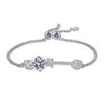AZ802-S 2Ct Moissanite Dual Chain Toggle Design Bracelet S925 Pure Silver for Women Free Gift Box Exquisite Outfit Shines Brightly