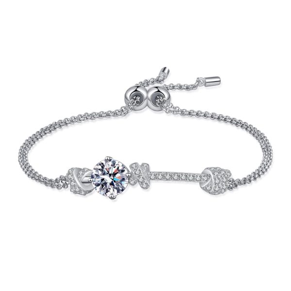 AZ802-S 2Ct Moissanite Dual Chain Toggle Design Bracelet S925 Pure Silver for Women Free Gift Box Exquisite Outfit Shines Brightly