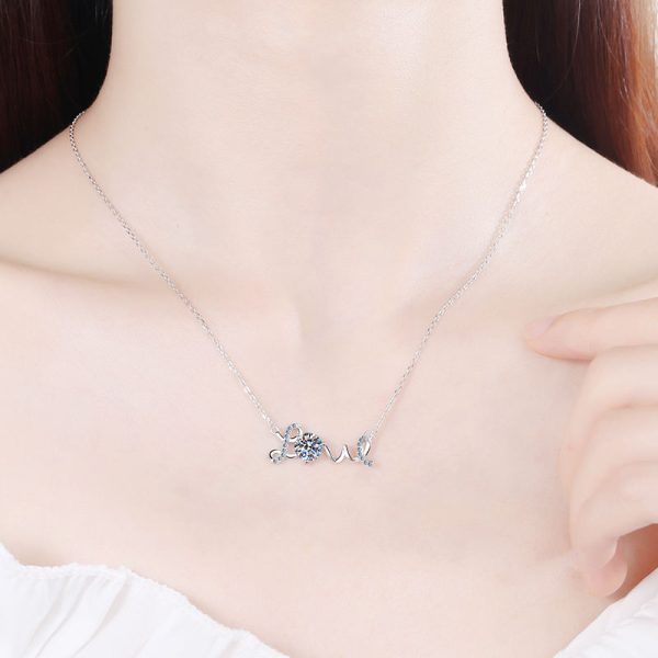 AZ174-X Platinum PT950 18K White Gold 1ct Moissanite Necklace Pendant Love for Women Timeless Wedding Jewelry - Image 2