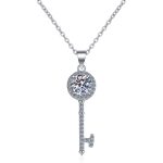 AZ200-X Luxury 18K White Gold & Platinum PT950 0.5ct/1ct Moissanite Pendant Necklaces for Women Timeless Solitaire Fine Jewelry