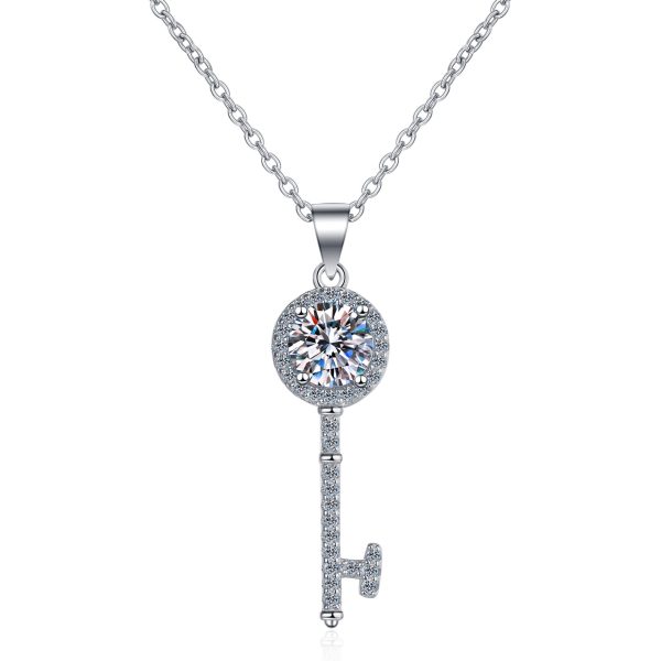 AZ200-X Luxury 18K White Gold & Platinum PT950 0.5ct/1ct Moissanite Pendant Necklaces for Women Timeless Solitaire Fine Jewelry