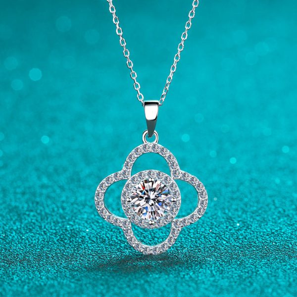 AZ221-X Fashion Trend Luxury Classic Moissanite Diamond-set 1ct Flower Necklace Women 925 Silver Party Charms Jewelry Gift - Image 5