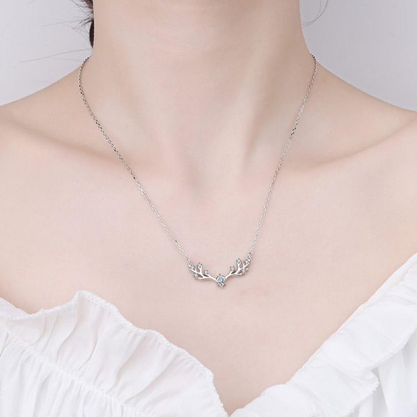 AZ323-X MoisaLuxe Official Store GRA Moissanite Plata Sterling 925 Silver Pendant Necklace Deer Antlers Clavicle Chain Jewelry Gift - Image 2