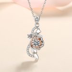 AZ372-X Birthday Gift 18K White Gold Necklaces for Women 0.5ct Moissanite Diamond Rose Flower Pendant Girlfriend Engagement Fine Jewelry - Image 5