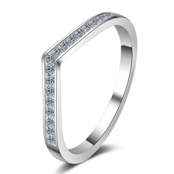 AZ065-J  Classic 0.14CT D Color VVS1 Real Moissanite Ring S925 Sterling Silver Eternity Engagement Rings Wedding Band for Women