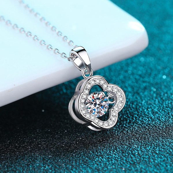AZ435-X 0.3CT Artisan Floral Hollow Pendant S925 Silver Moissanite Chain Necklace Minimalist Style GBA Certified Free Gift Box - Image 3