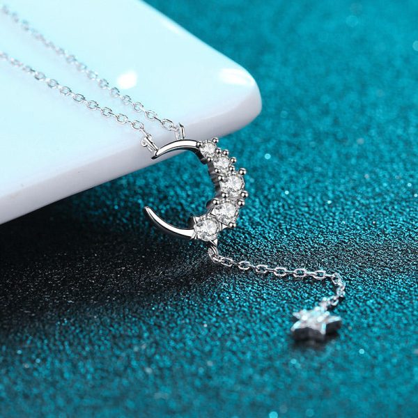 AZ436-X Platinum PT950 18K White Gold 0.4ct Moissanite Necklace Pendants for Women Jewelry Lightweight Comfort Fit - Image 3