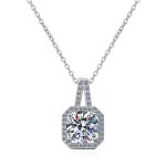 AZ045-X 2 Carat D Moissanite Drop Necklaces 18k Gold Plated Diamond Pendant Original Real 925 Silver Chain Fine Jewelry for Women