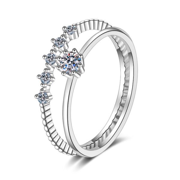 AZ134-J Classic Platinum Jewelry PT950 Female Rings Six Pronged 0.1carat VVS1 D Color Moissanite Diamond Best Wedding Ring for Women