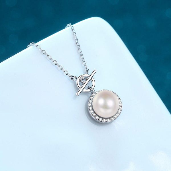 AZ502-X S925 Sterling Silver Chain 9mm Flawless Pearl Moissanite Necklace for Women - Image 3