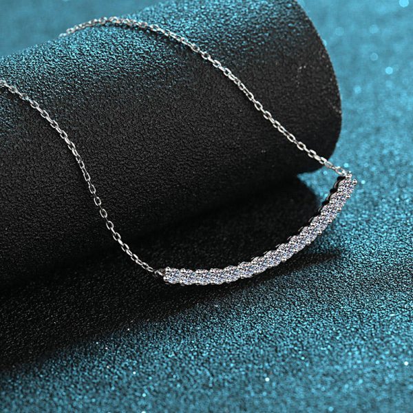 AZ055-X Flawless 18K White Gold Chain Wedding Fine Jewelry Certified Moissanite Diamond Simple Smile Necklace for Women Birthday Gift - Image 3
